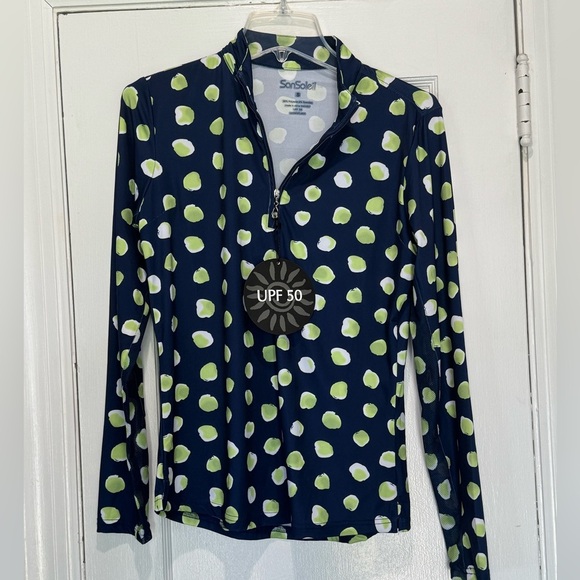 SanSoleil Ladies SolCool Print Long Sleeve Zip Sun Shirt NWT​ - Picture 1 of 5